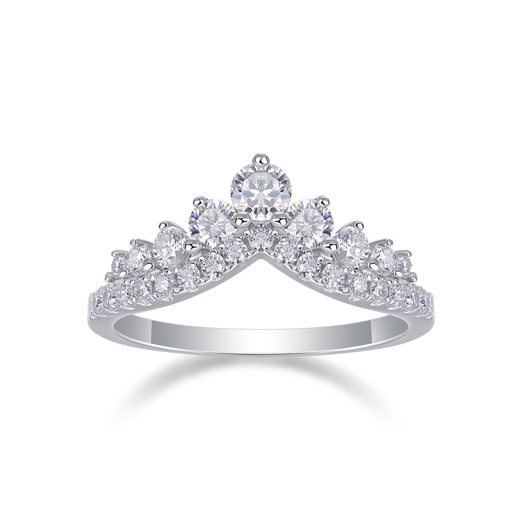 Victoria Moissanite Tiara Ring in Sterling Silver