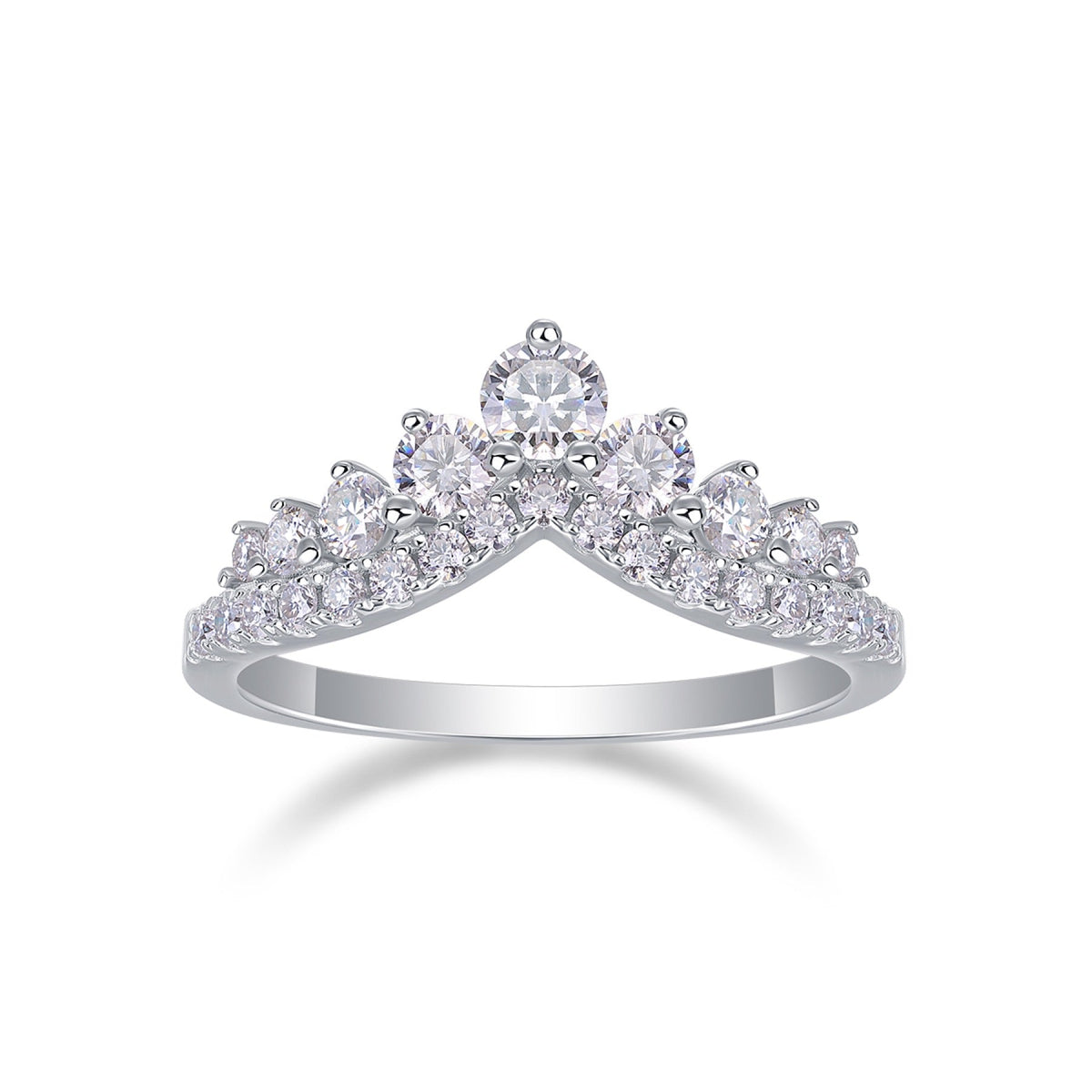 Victoria Moissanite Tiara Ring in Sterling Silver