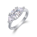 Ocean Pear-Cut Moissanite Three-Stone Ring in Sterling Silver
