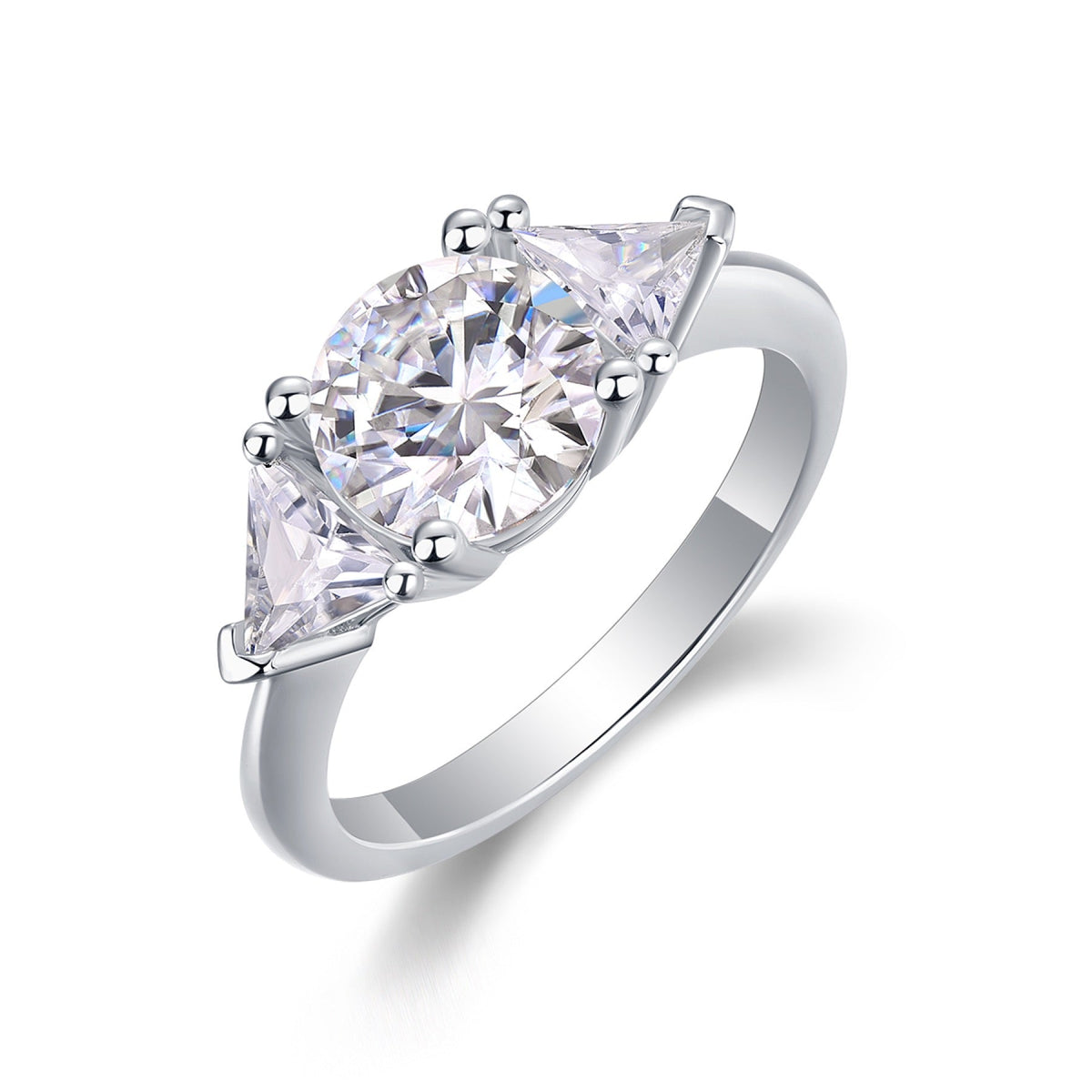 Ocean Pear-Cut Moissanite Three-Stone Ring in Sterling Silver