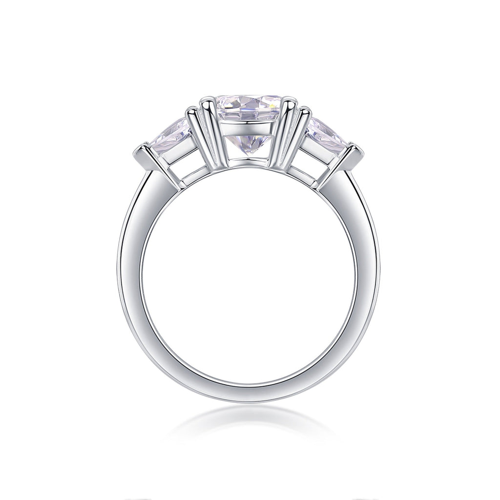 Ocean Pear-Cut Moissanite Three-Stone Ring in Sterling Silver