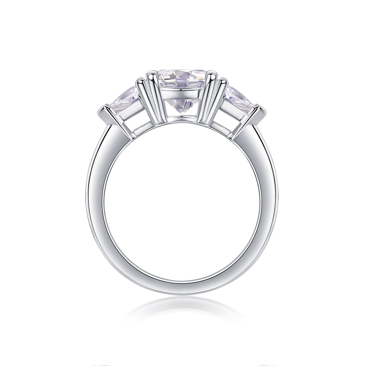 Ocean Pear-Cut Moissanite Three-Stone Ring in Sterling Silver
