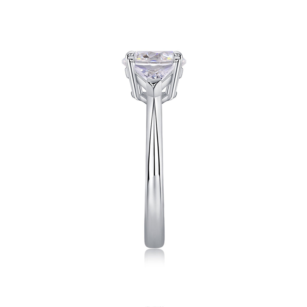 Ocean Pear-Cut Moissanite Three-Stone Ring in Sterling Silver
