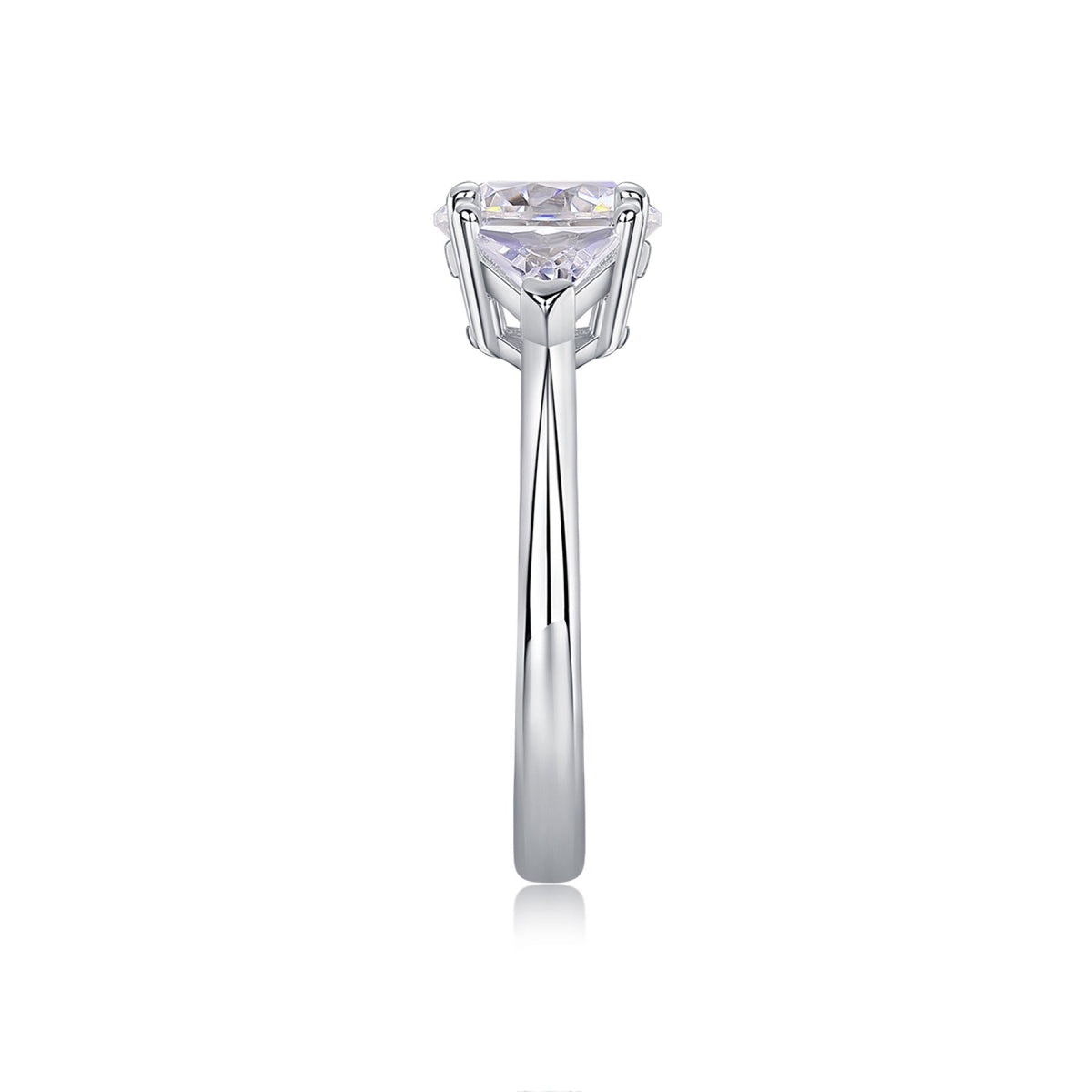 Ocean Pear-Cut Moissanite Three-Stone Ring in Sterling Silver