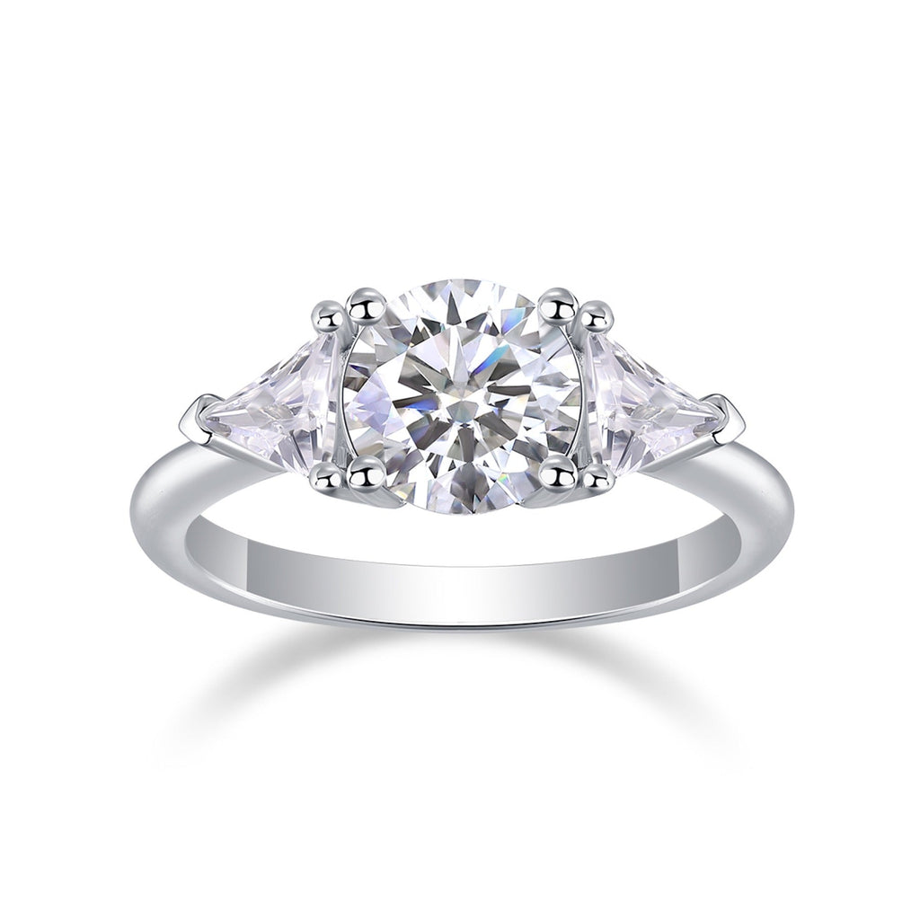 Ocean Pear-Cut Moissanite Three-Stone Ring in Sterling Silver
