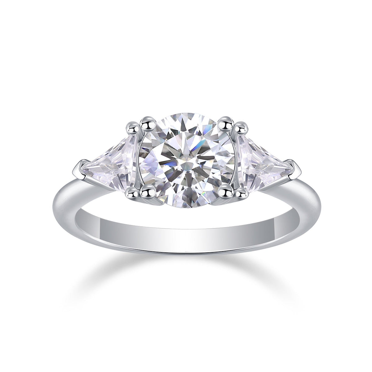 Ocean Pear-Cut Moissanite Three-Stone Ring in Sterling Silver