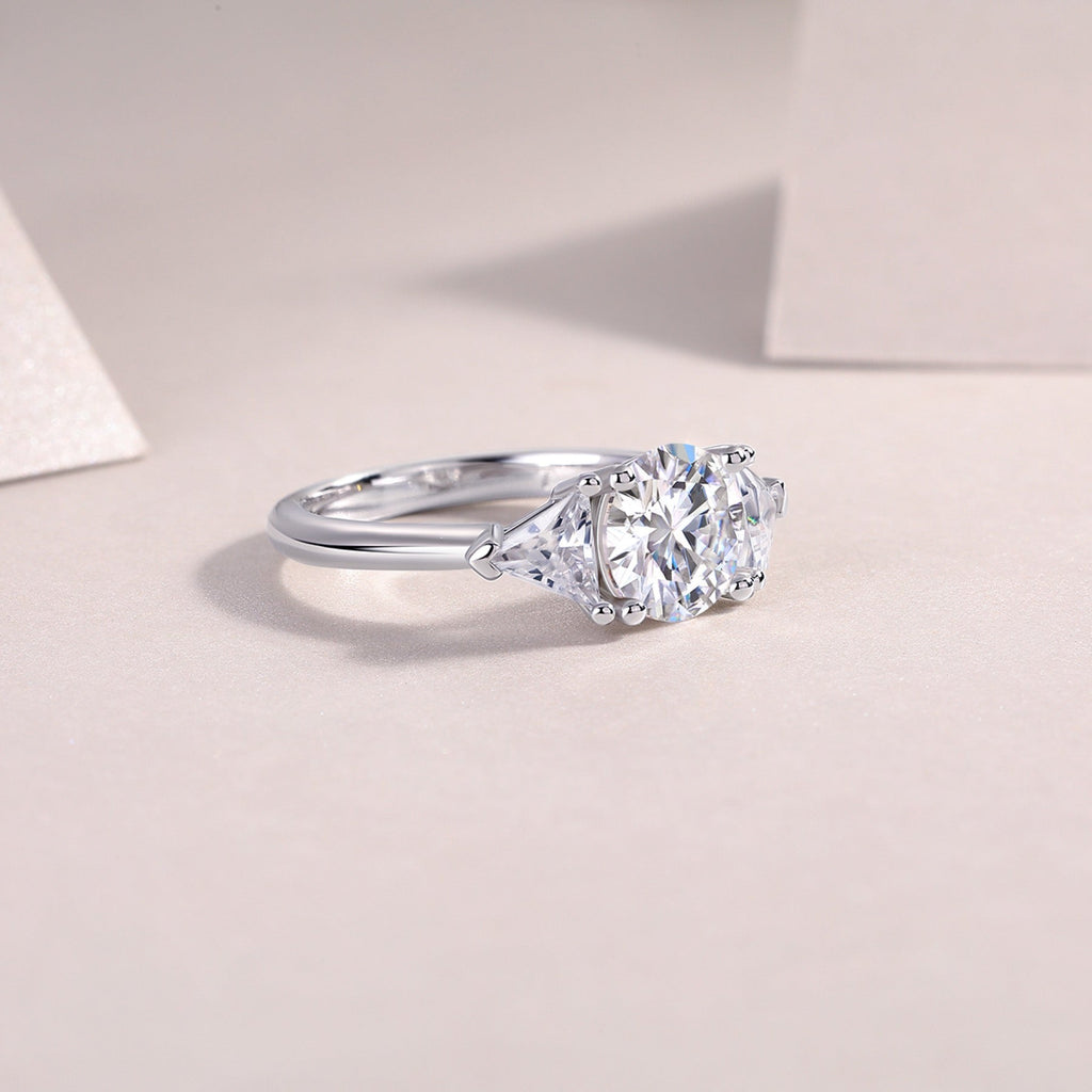 Ocean Pear-Cut Moissanite Three-Stone Ring in Sterling Silver