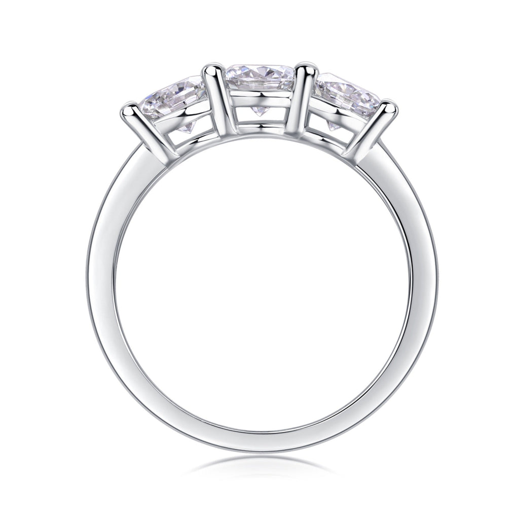 Threelife Moissanite Three-Stone Ring in Sterling Silver