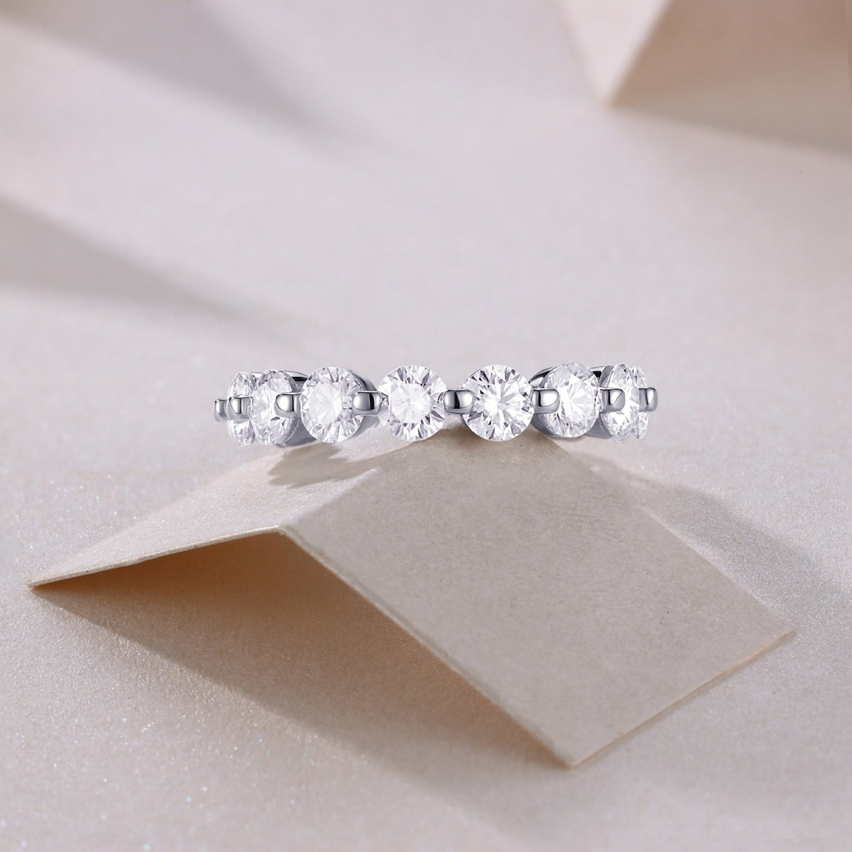 Morningstar Moissanite Eternity Band Ring in Sterling Silver