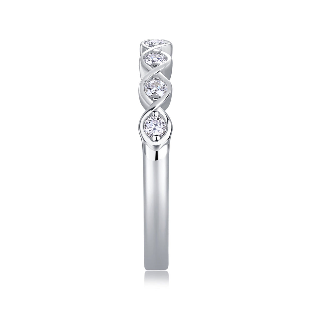 Rhombus Moissanite Eternity Band Ring in Sterling Silver