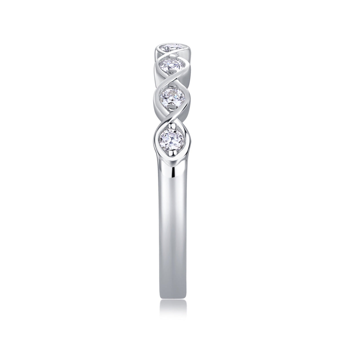 Rhombus Moissanite Eternity Band Ring in Sterling Silver