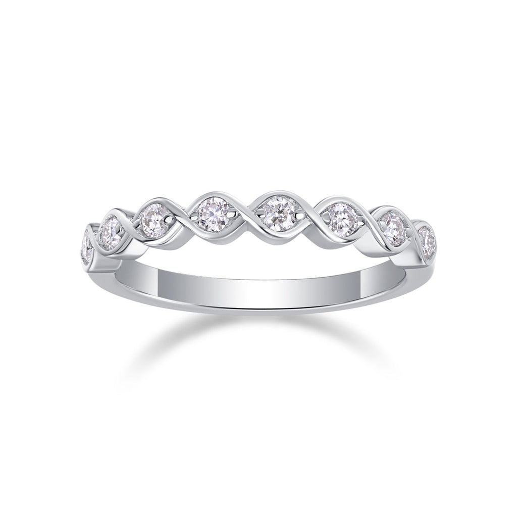 Rhombus Moissanite Eternity Band Ring in Sterling Silver