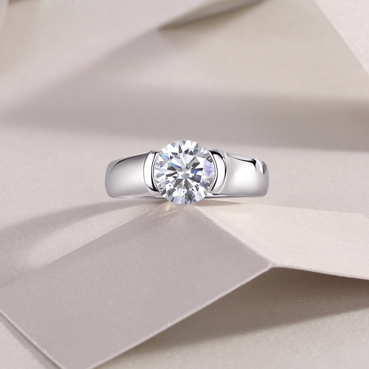 Lifelong 2 Carat Moissanite Solitaire Ring in Sterling Silver