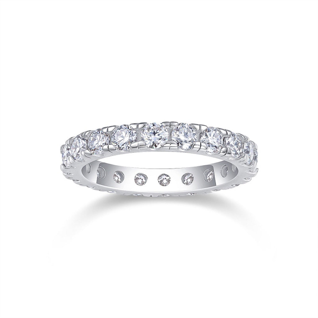 Springwind Moissanite Eternity Band Ring in Sterling Silver