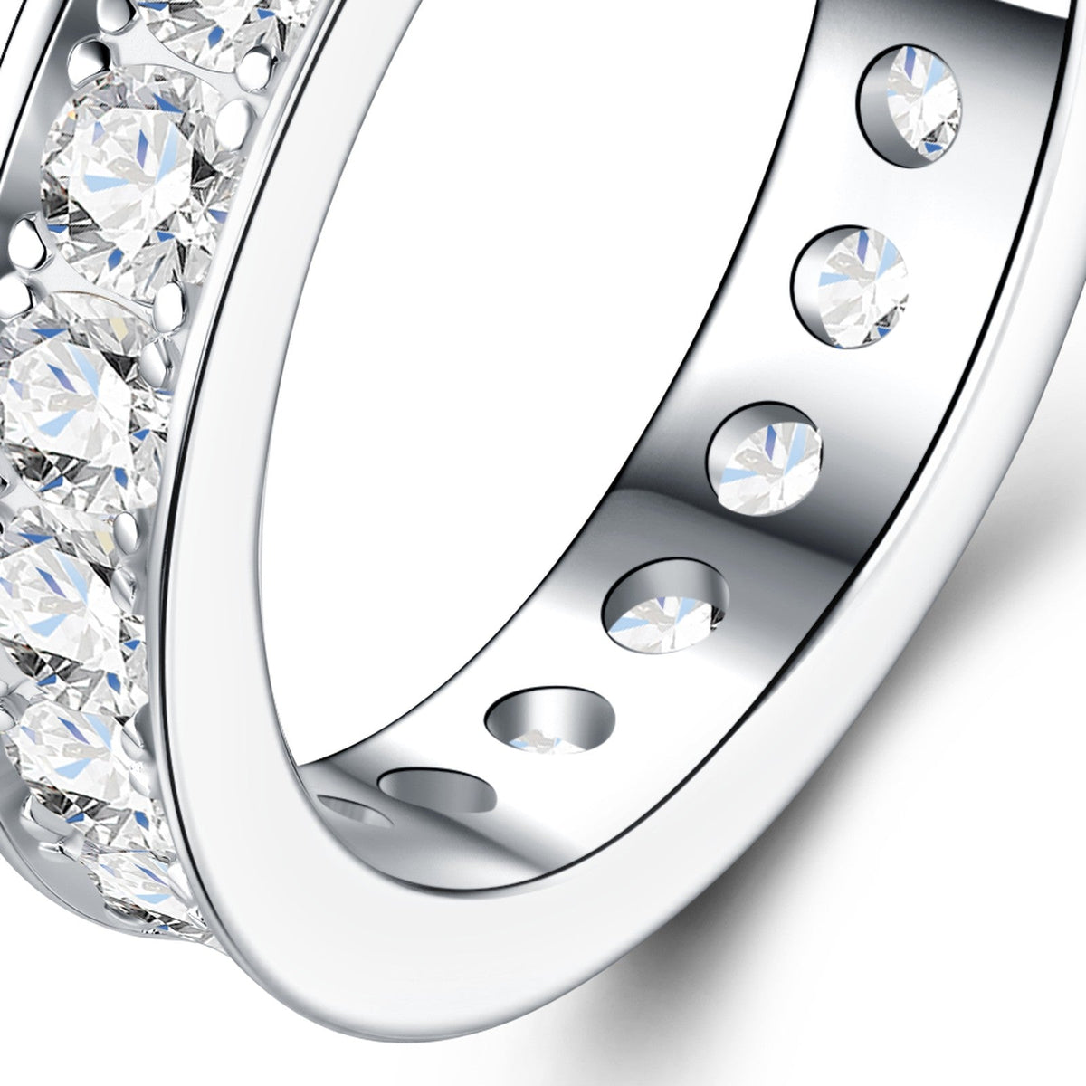 Interlude Moissanite Eternity Band Ring in Sterling Silver
