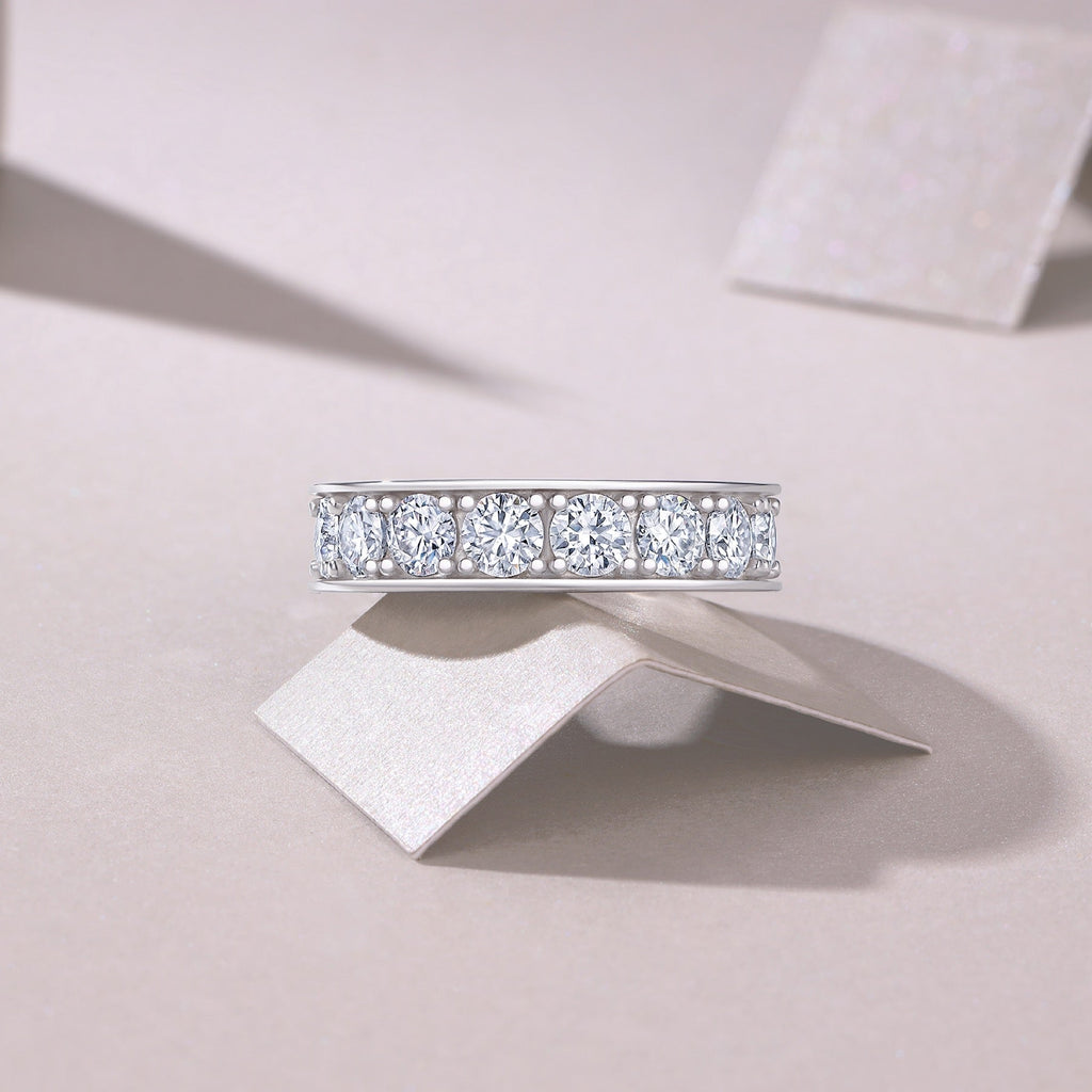 Driftcloud Moissanite Eternity Band Ring in Sterling Silver