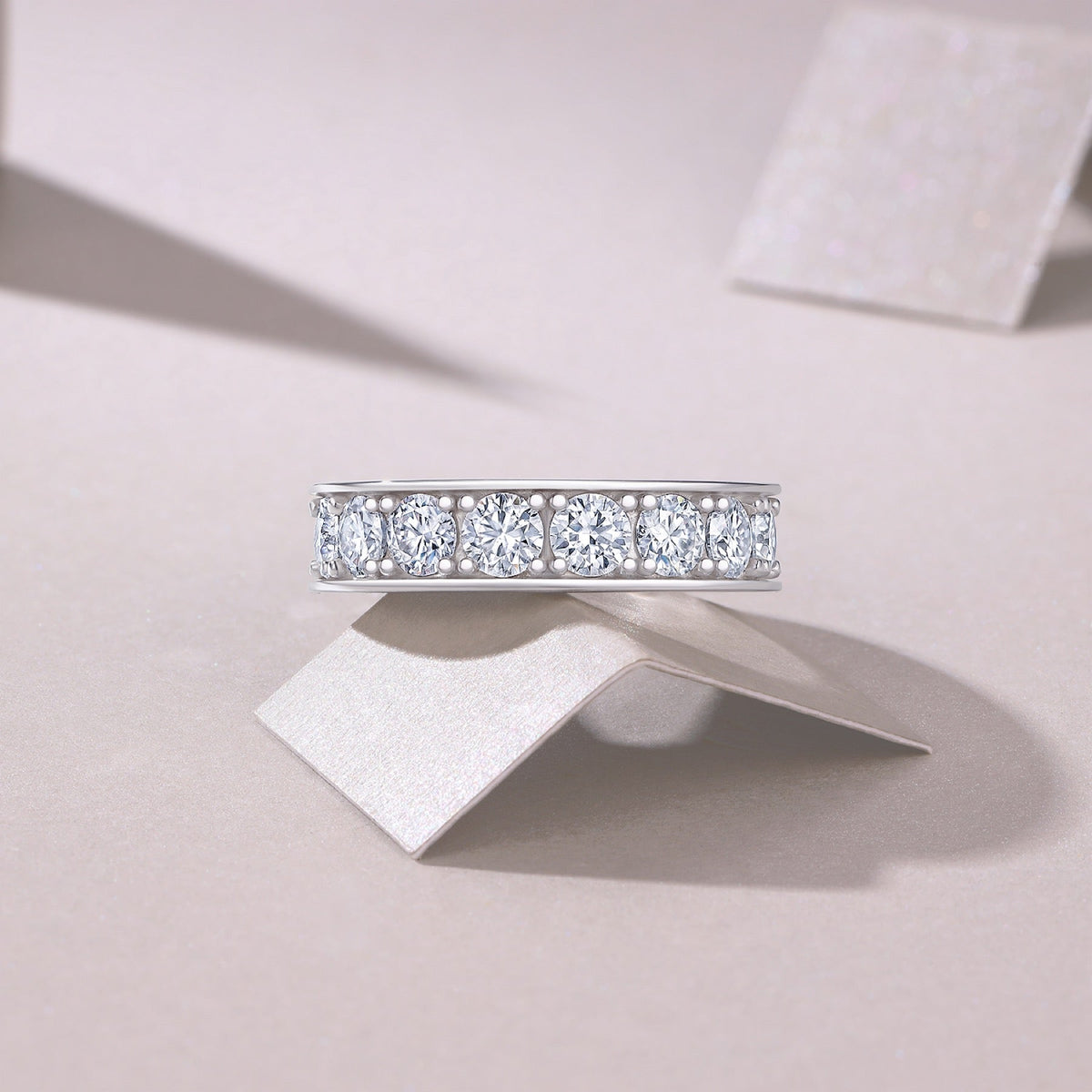Driftcloud Moissanite Eternity Band Ring in Sterling Silver