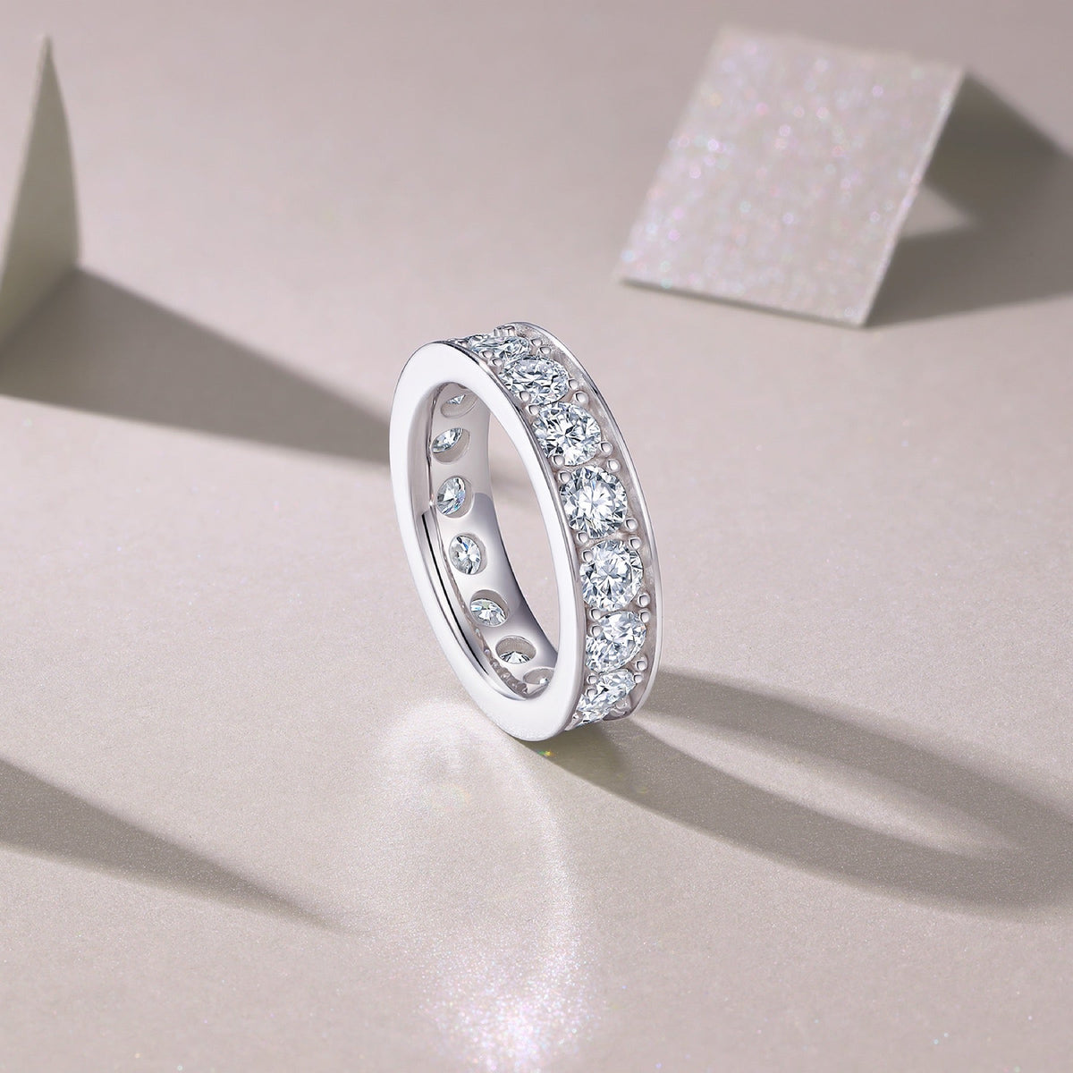 Driftcloud Moissanite Eternity Band Ring in Sterling Silver