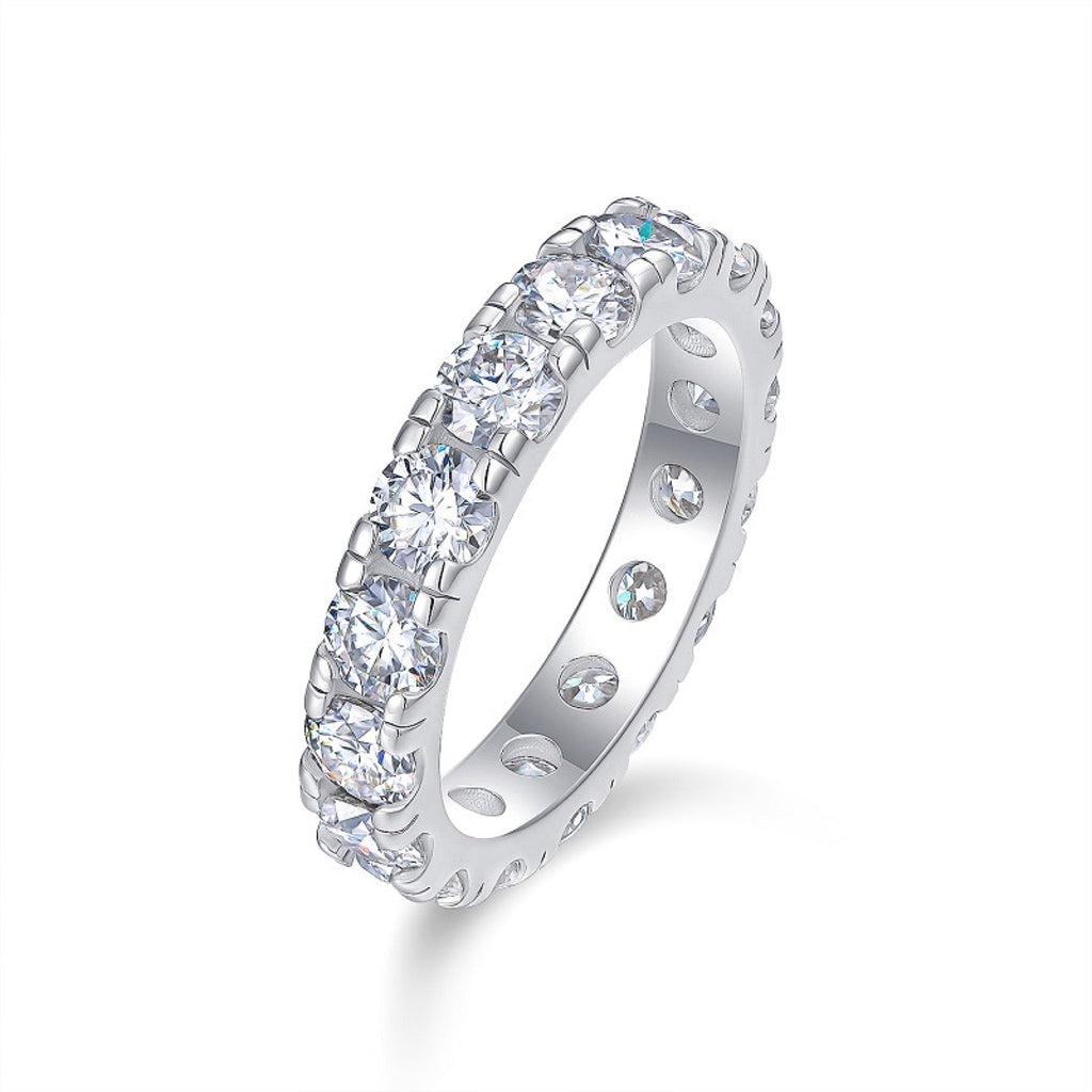 Longing Moissanite Eternity Band Ring in Sterling Silver