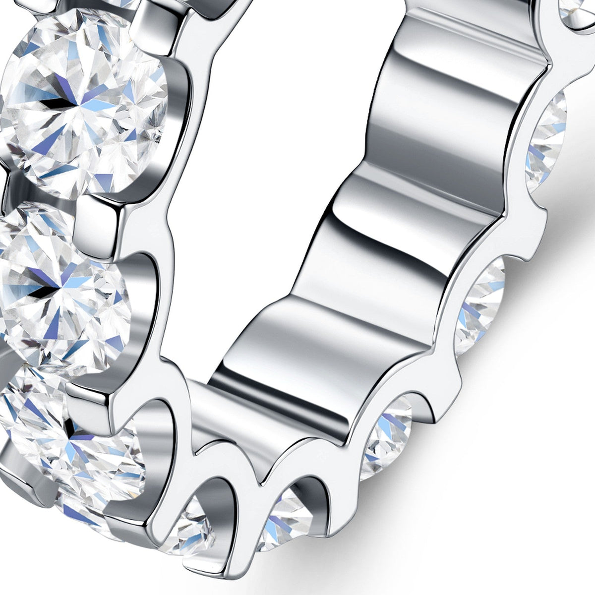 Grandeur Moissanite Eternity Band Ring in Sterling Silver