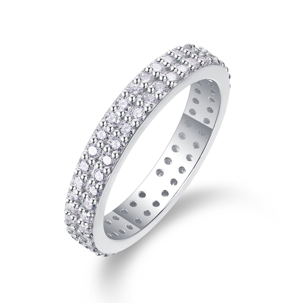 Starlight Moissanite Eternity Band Ring in Sterling Silver