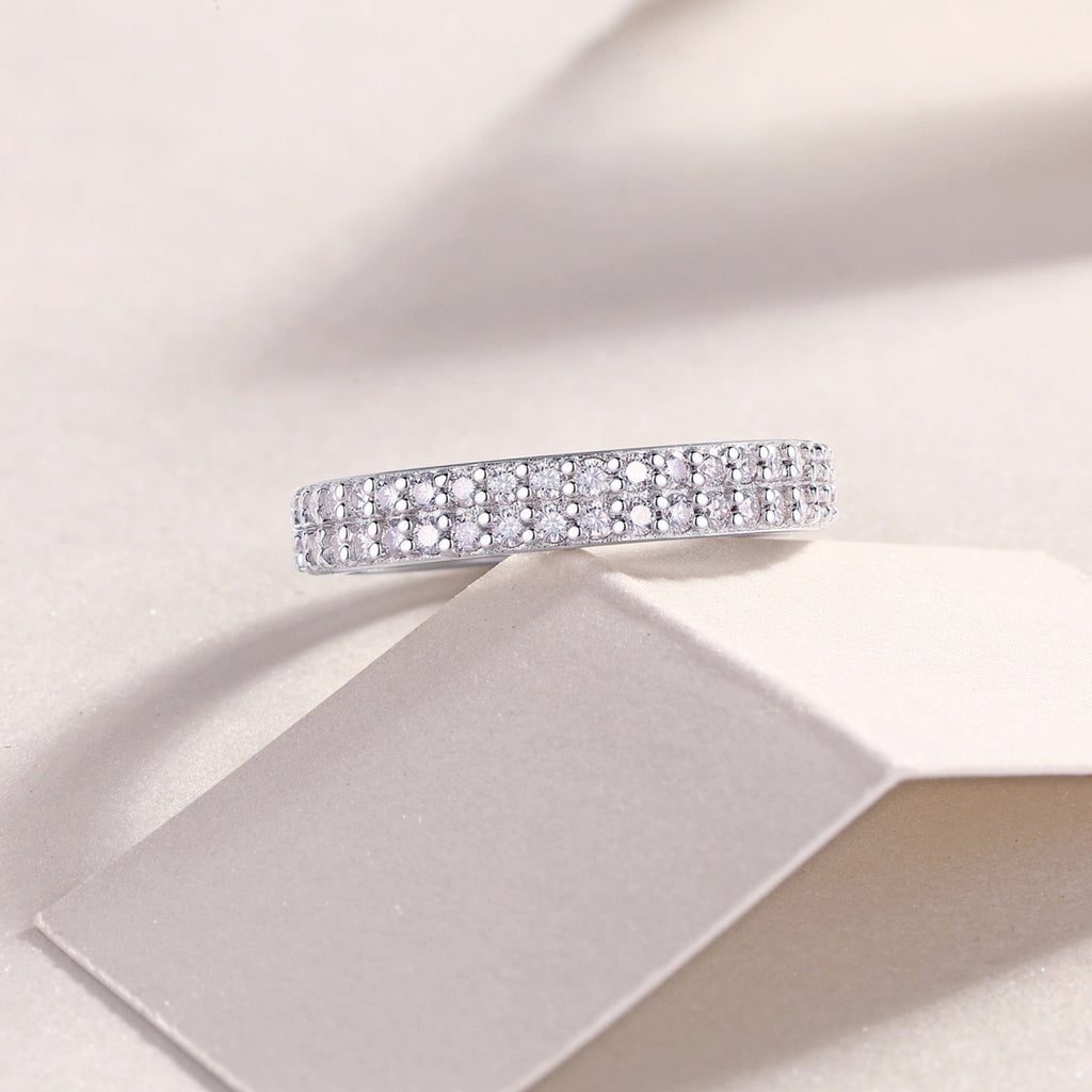 Starlight Moissanite Eternity Band Ring in Sterling Silver
