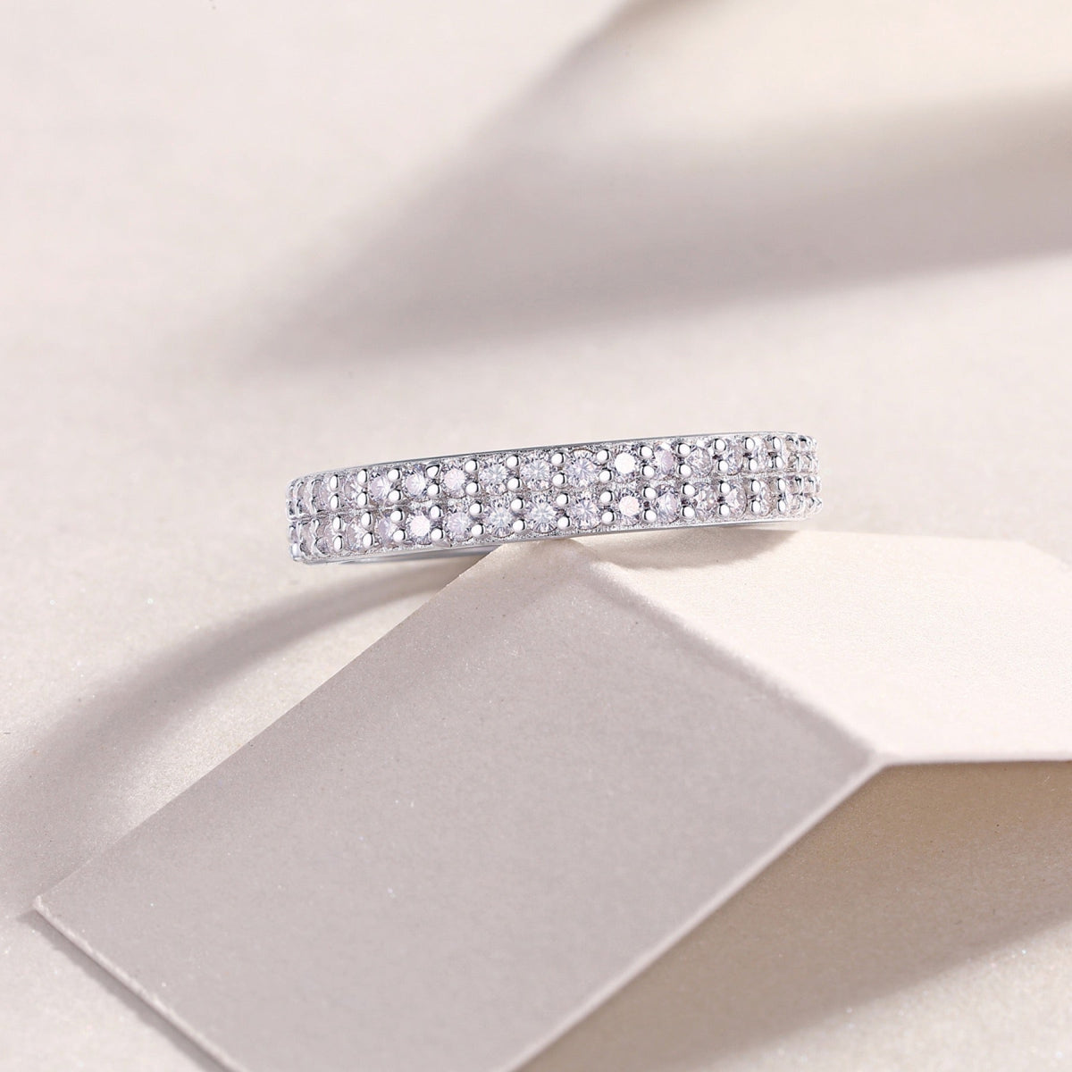 Starlight Moissanite Eternity Band Ring in Sterling Silver