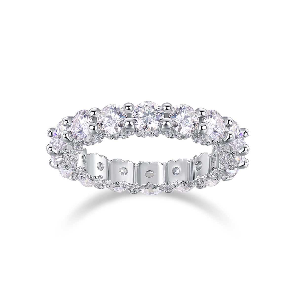 Ferris Moissanite Eternity Band Ring in Sterling Silver