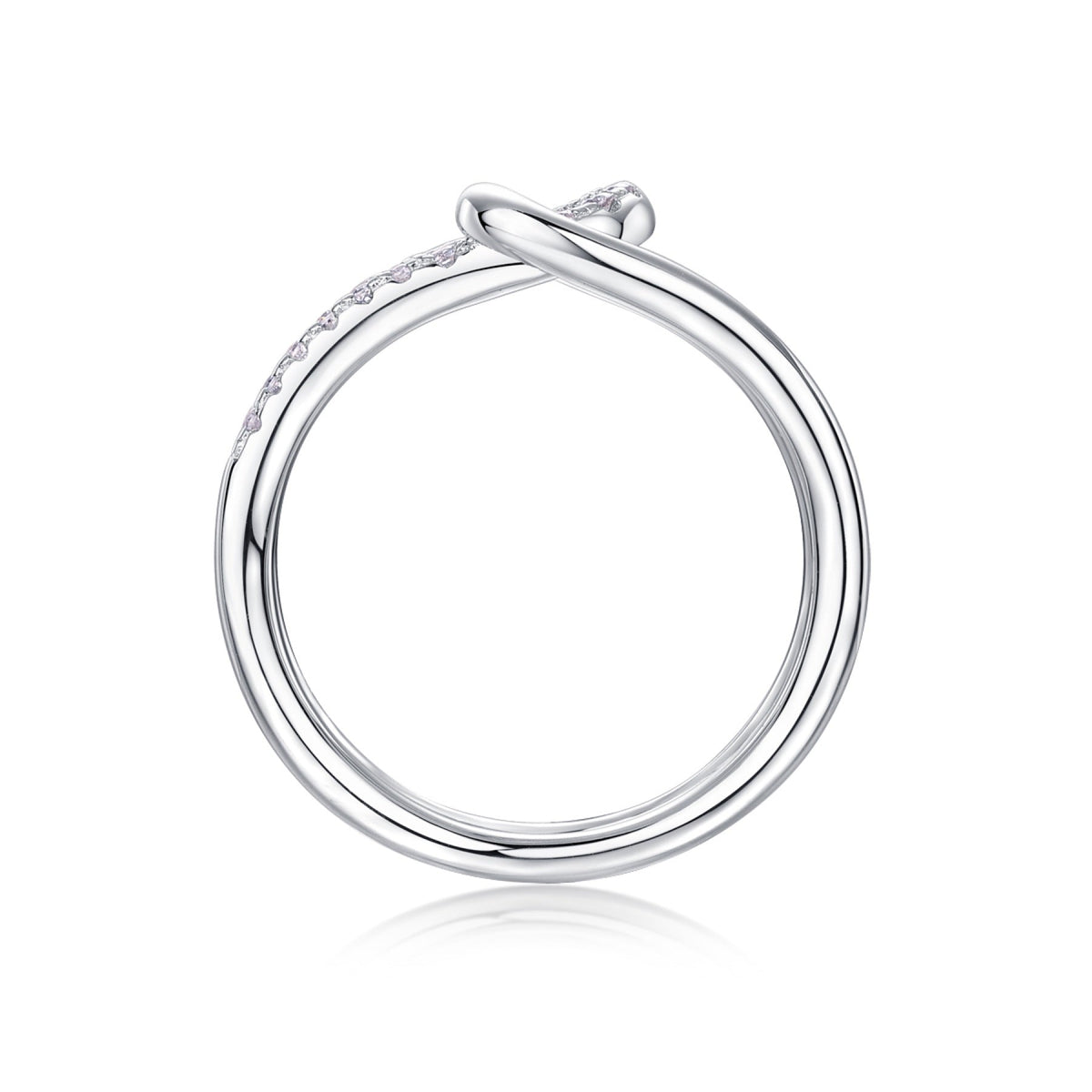 Interlock Moissanite Band Ring in Sterling Silver