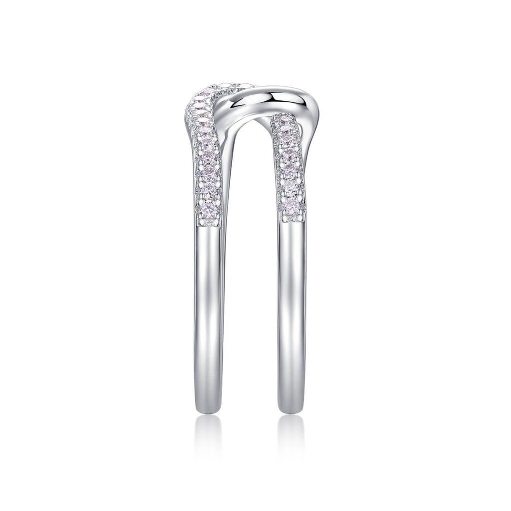 Interlock Moissanite Band Ring in Sterling Silver