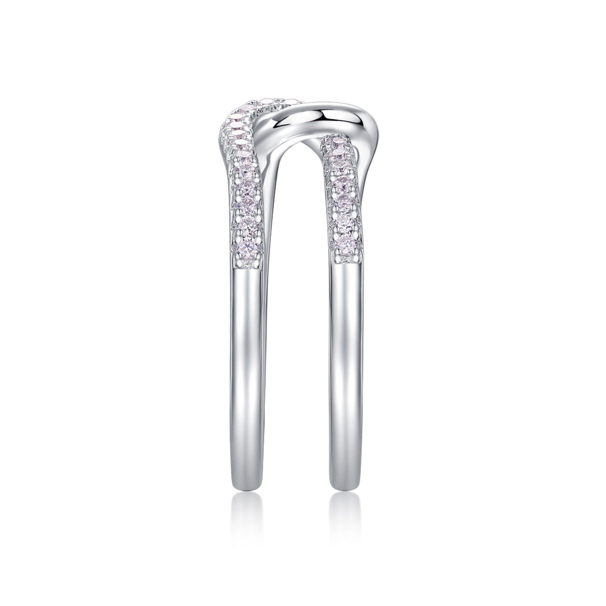 Interlock Moissanite Band Ring in Sterling Silver