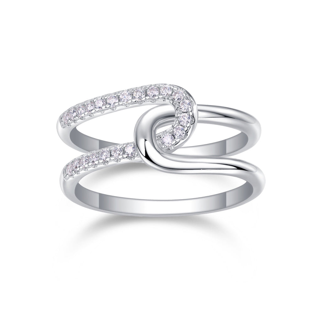 Interlock Moissanite Band Ring in Sterling Silver