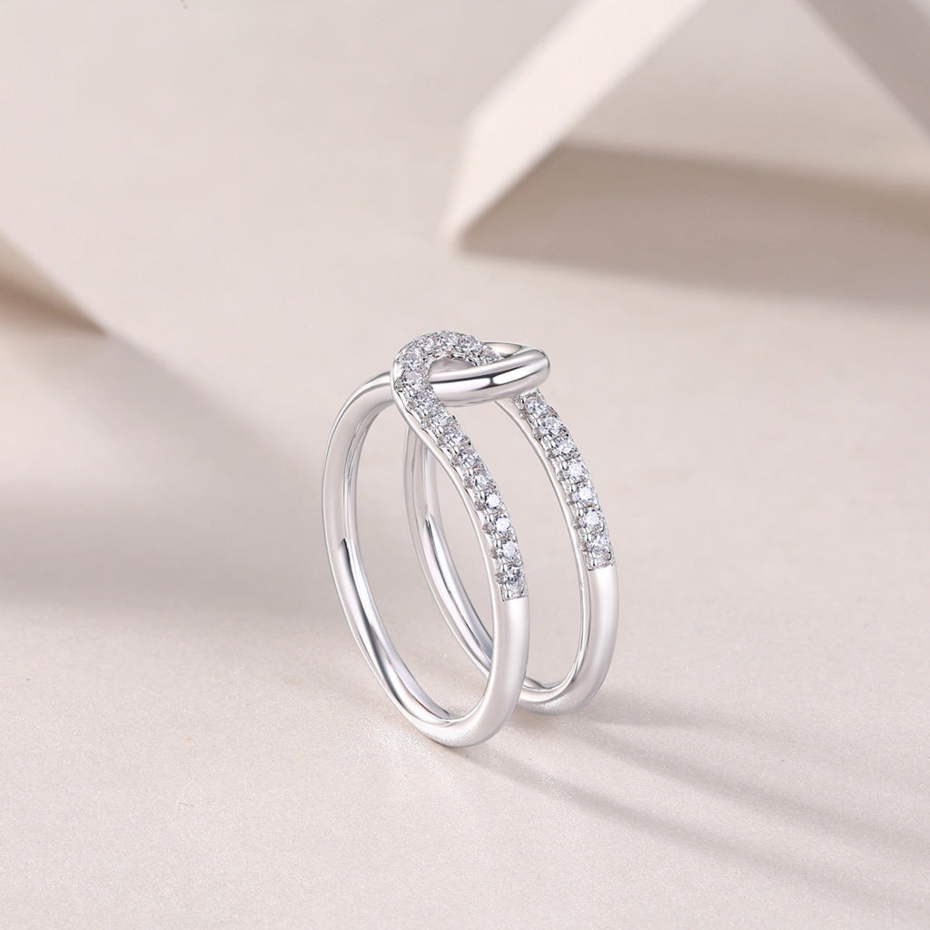 Interlock Moissanite Band Ring in Sterling Silver