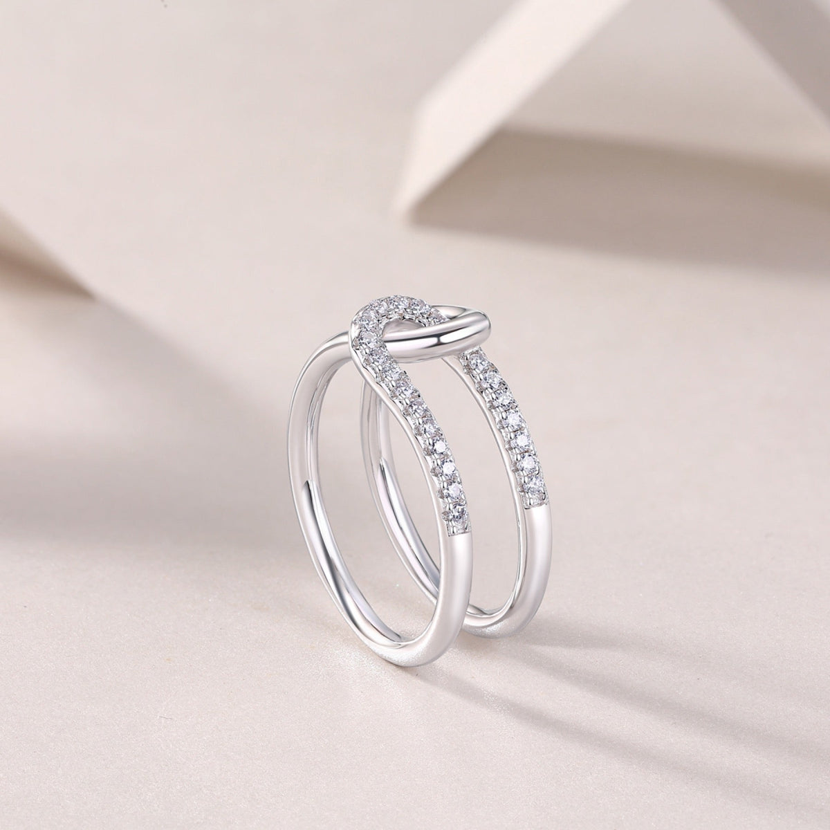 Interlock Moissanite Band Ring in Sterling Silver