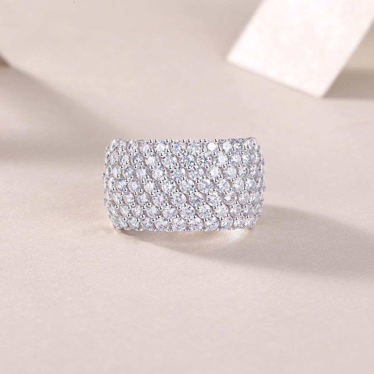 Vivid Moissanite Band Ring in Sterling Silver