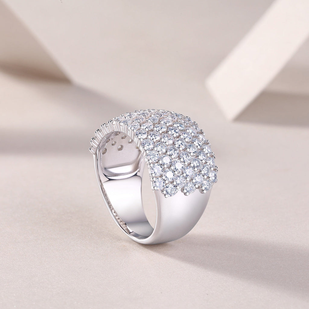 Vivid Moissanite Band Ring in Sterling Silver