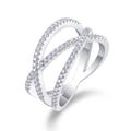Crossover Moissanite Band Ring in Sterling Silver