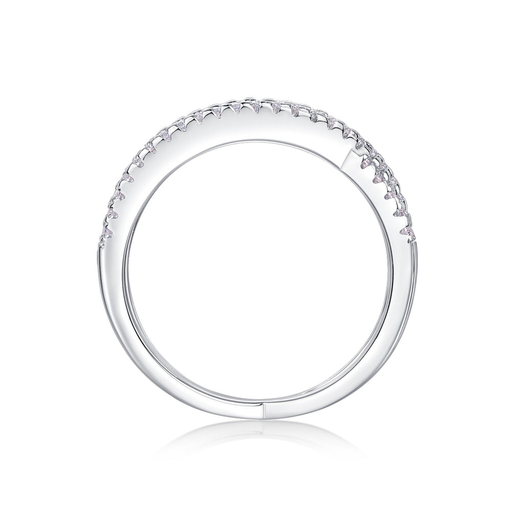 Crossover Moissanite Band Ring in Sterling Silver