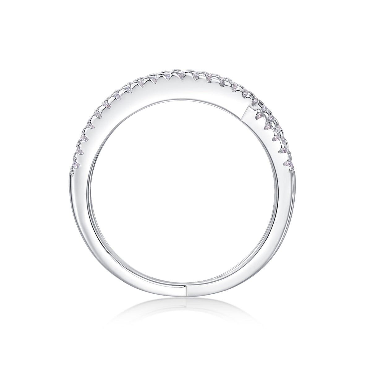Crossover Moissanite Band Ring in Sterling Silver