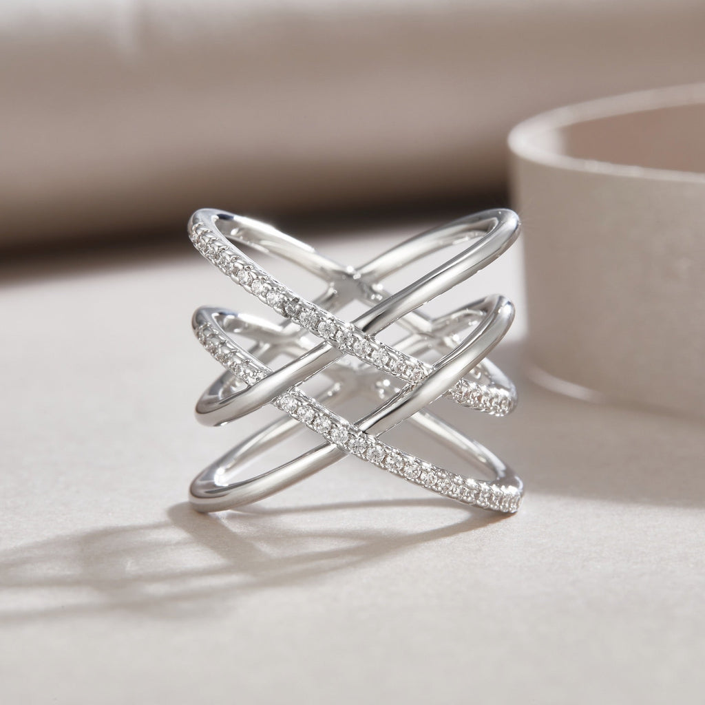 Gyre Moissanite Band Ring in Sterling Silver