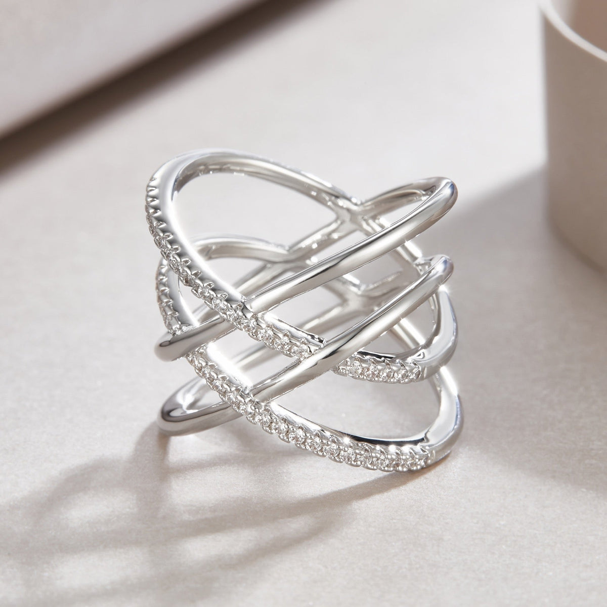 Gyre Moissanite Band Ring in Sterling Silver