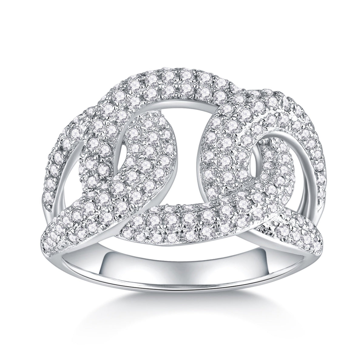 Borealis Moissanite Band Ring in Sterling Silver