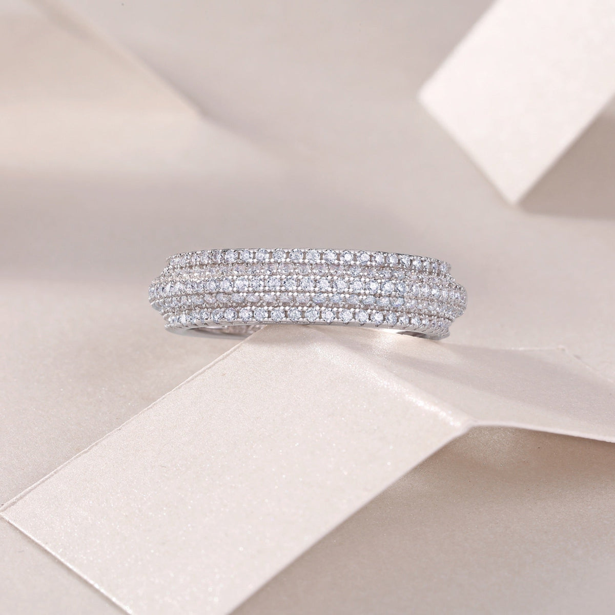 Moonshadow Moissanite Band Ring in Sterling Silver