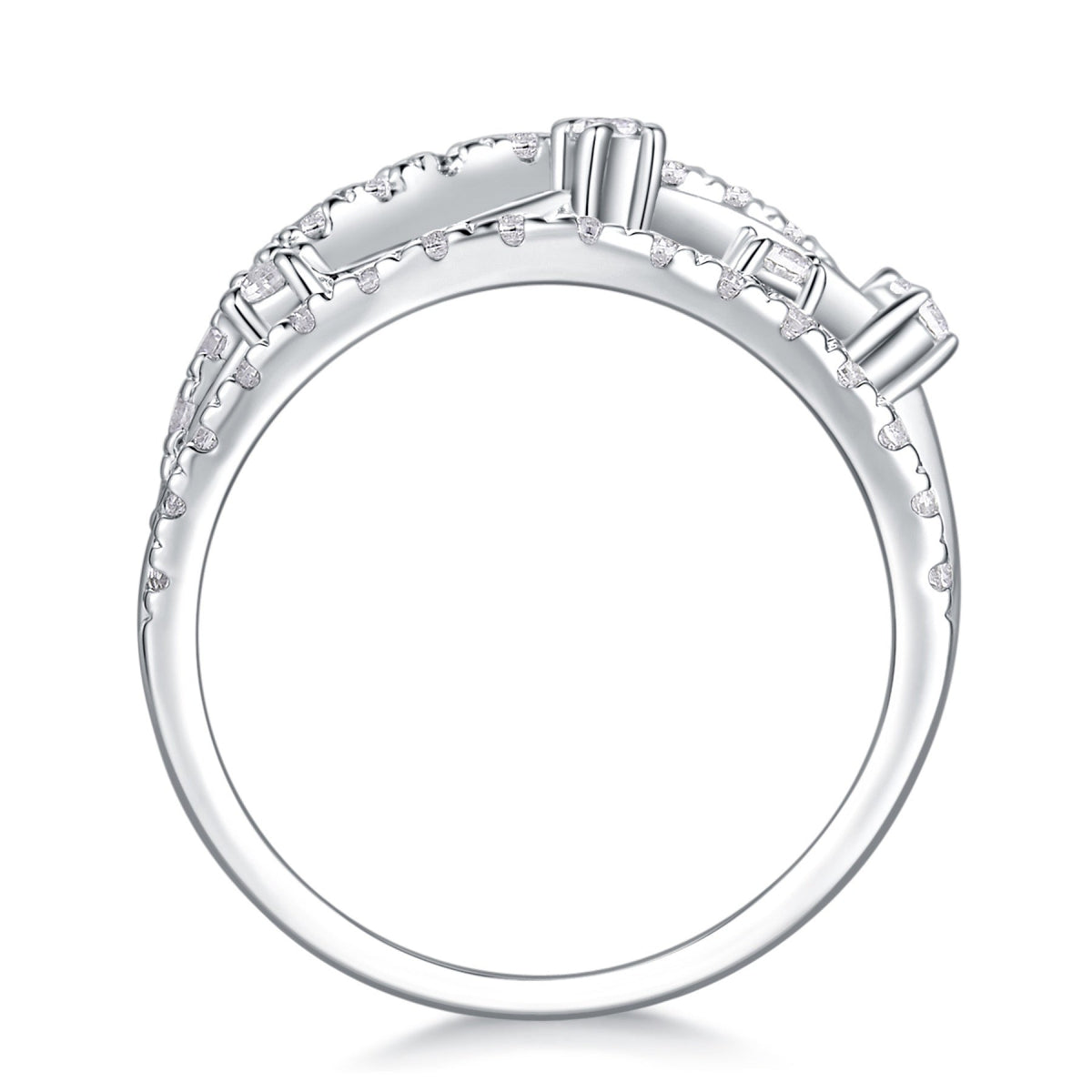 Ark Moissanite Band Ring in Sterling Silver