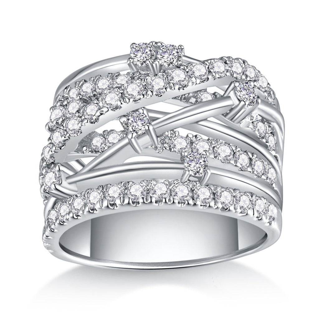 Ark Moissanite Band Ring in Sterling Silver
