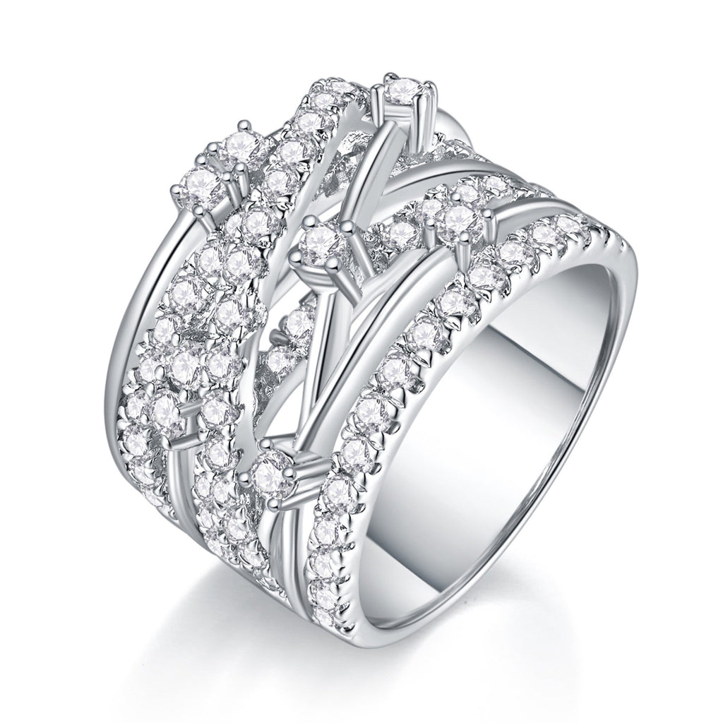 Ark Moissanite Band Ring in Sterling Silver