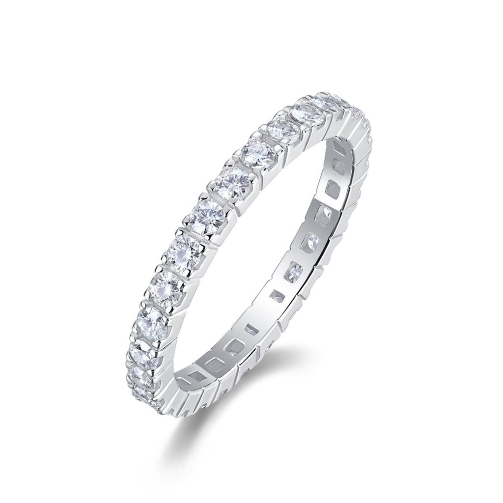 Starbeam Moissanite Eternity Band Ring in Sterling Silver