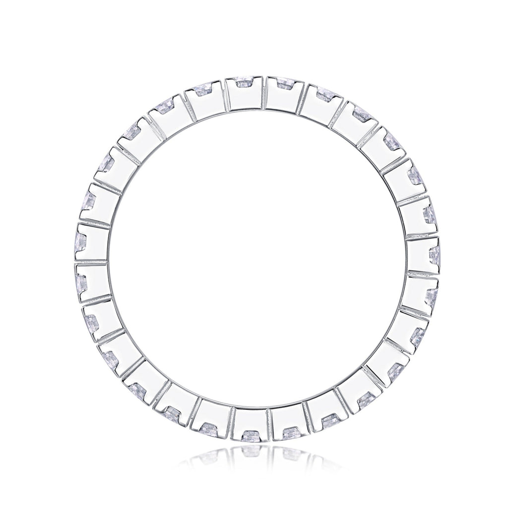 Starbeam Moissanite Eternity Band Ring in Sterling Silver