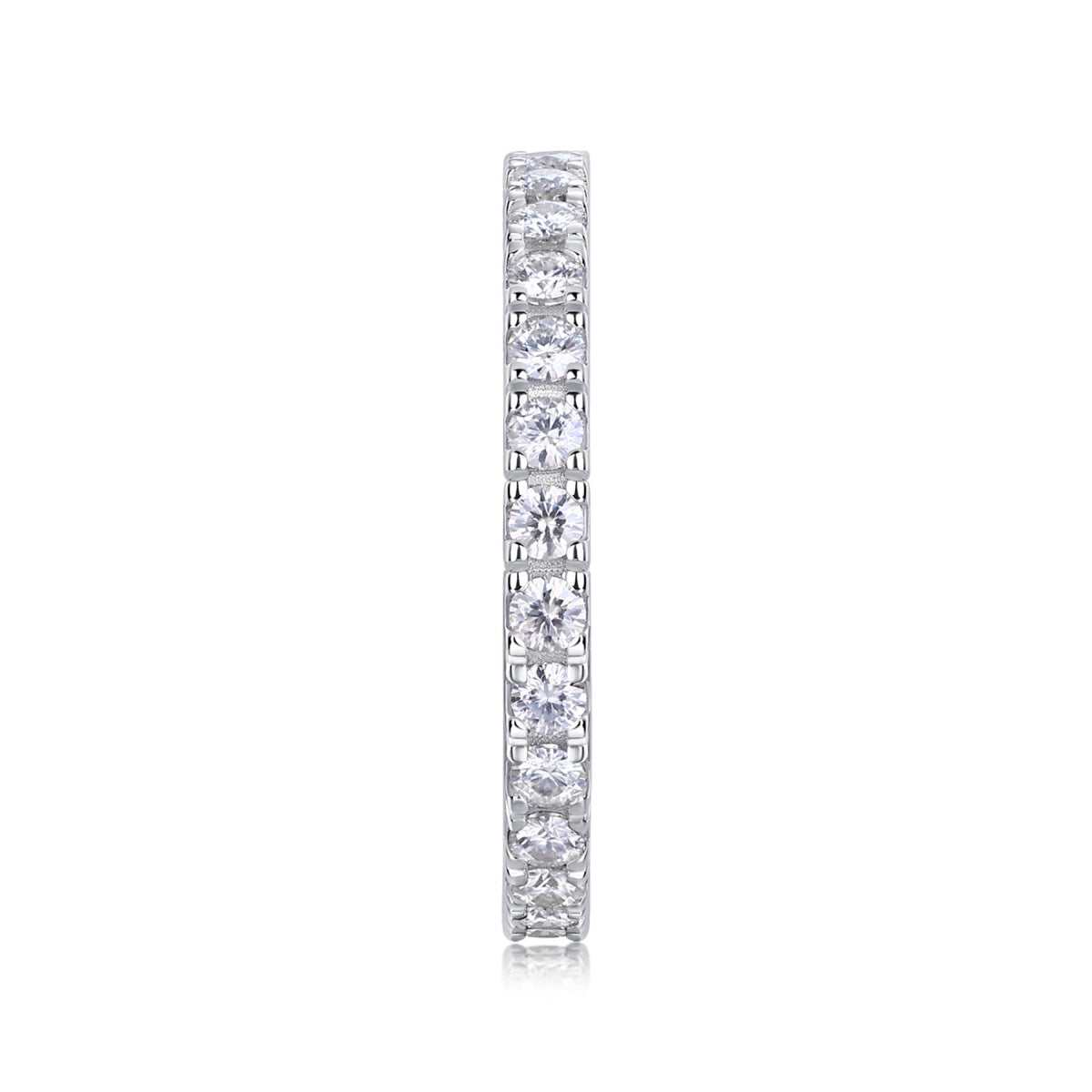 Starbeam Moissanite Eternity Band Ring in Sterling Silver