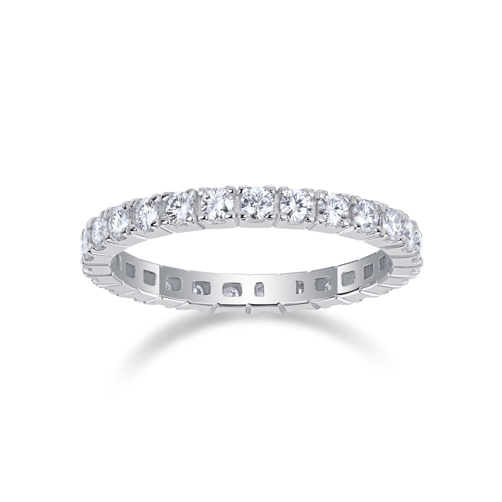 Starbeam Moissanite Eternity Band Ring in Sterling Silver